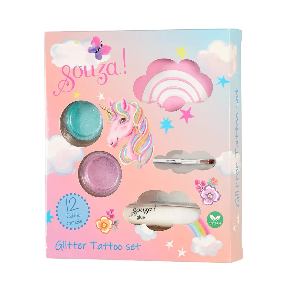 Souza! Unicorn set tatuaggi glitter bimba