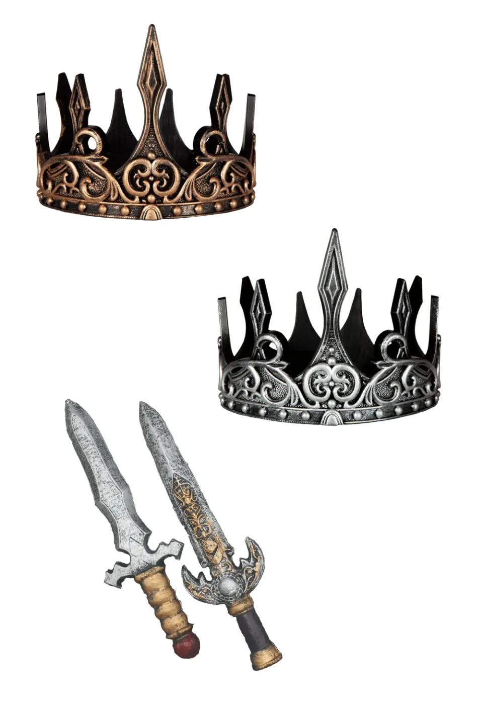 Great Pretenders King set corona e pugnale oro argento 4 pz