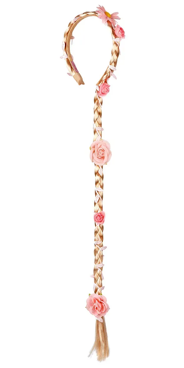Souza Taylor treccia finta bianca con fiori e nappa