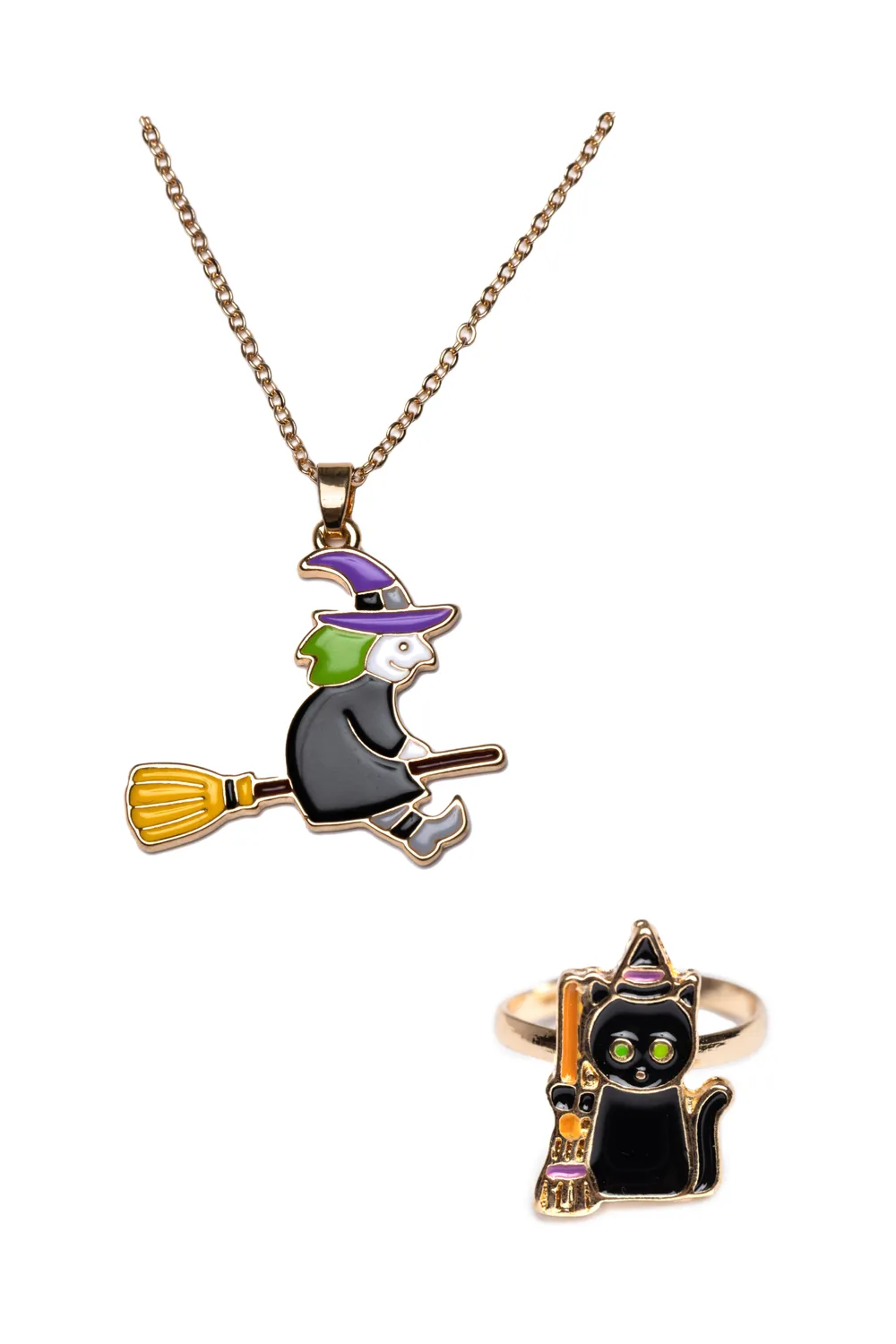 Great Pretenders Witch Necklace collana e anello gatto nero