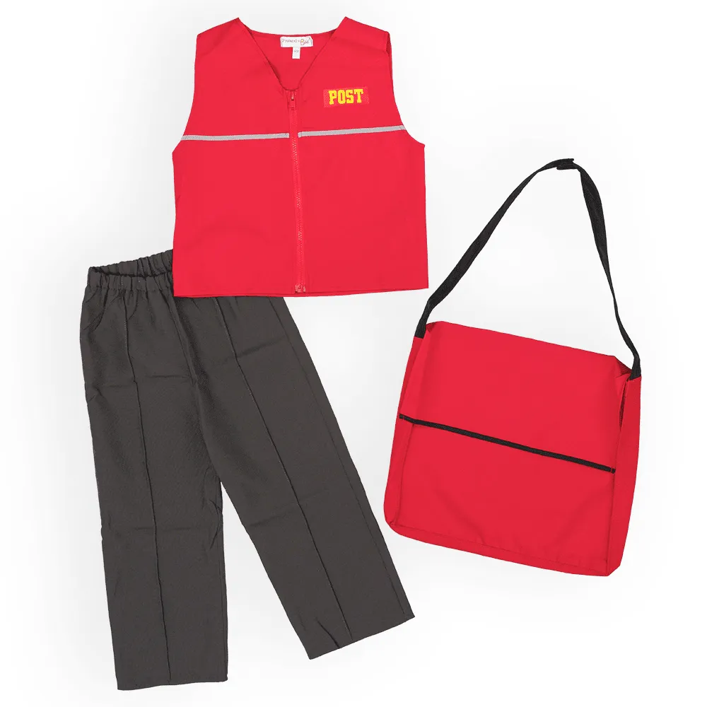 Pretend to Bee Costume Postino Rosso con Borsa e Pantaloni