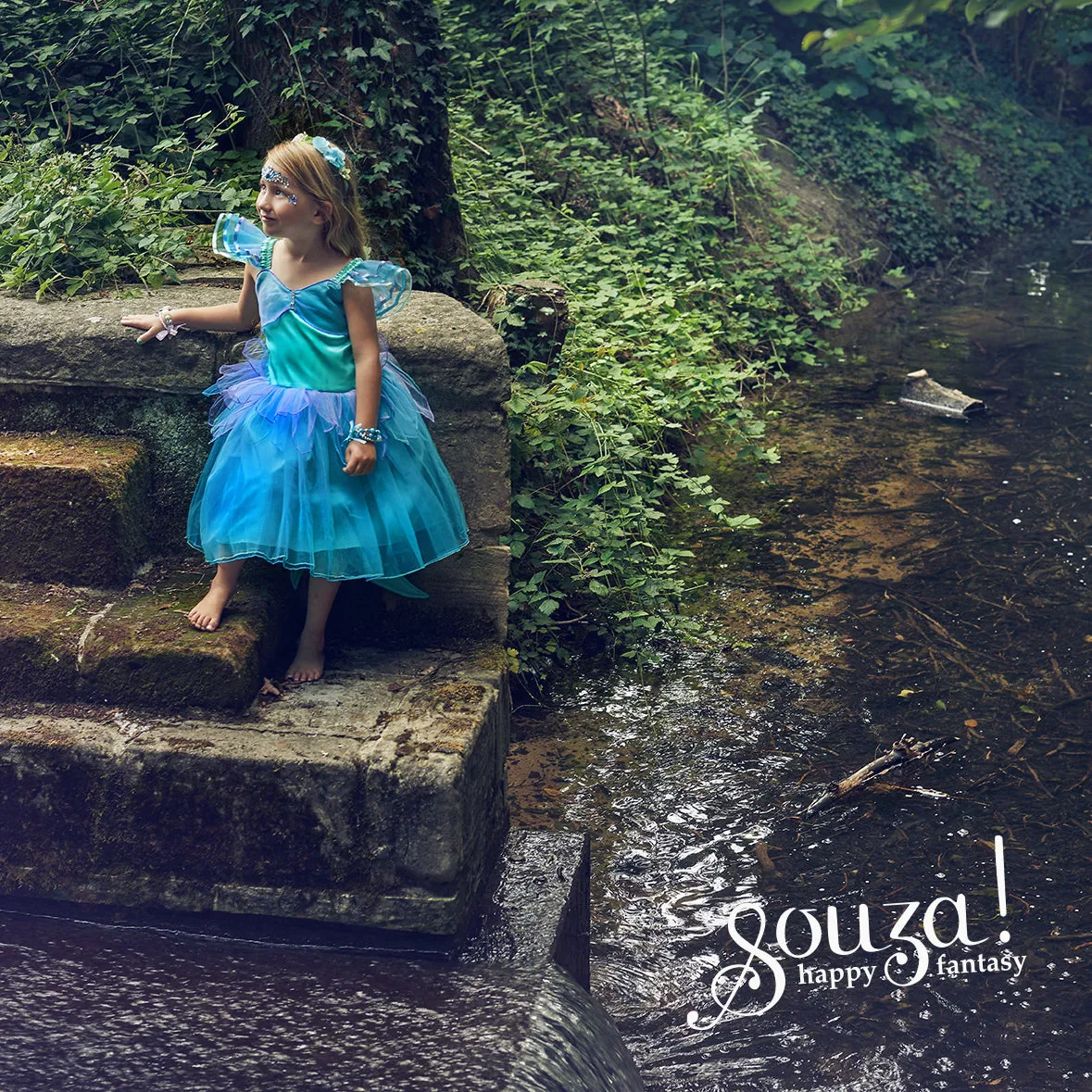 Souza Maryna costume sirena blu iridescente