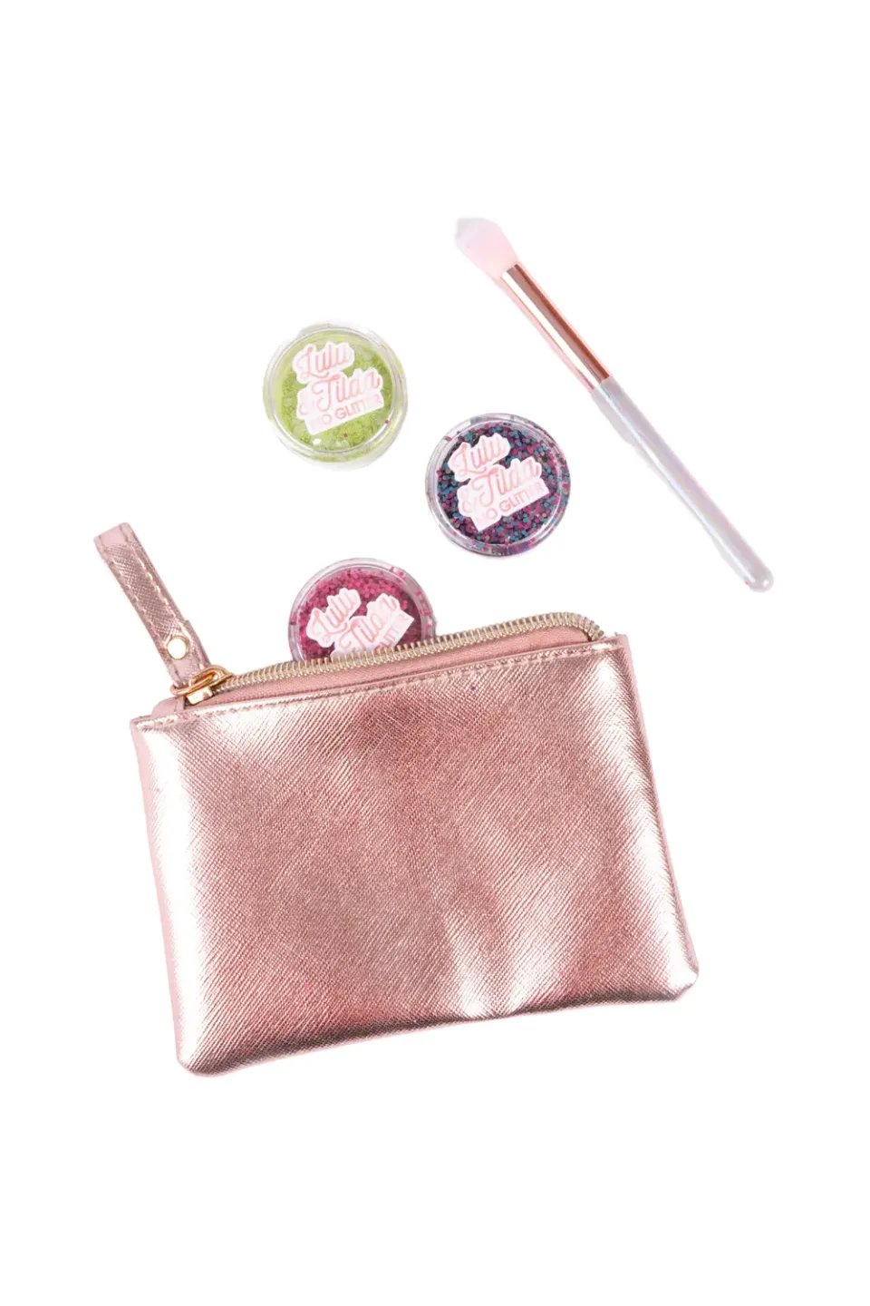 Great Pretenders Glam Girl Bag Zip pochette rosa metallizzata