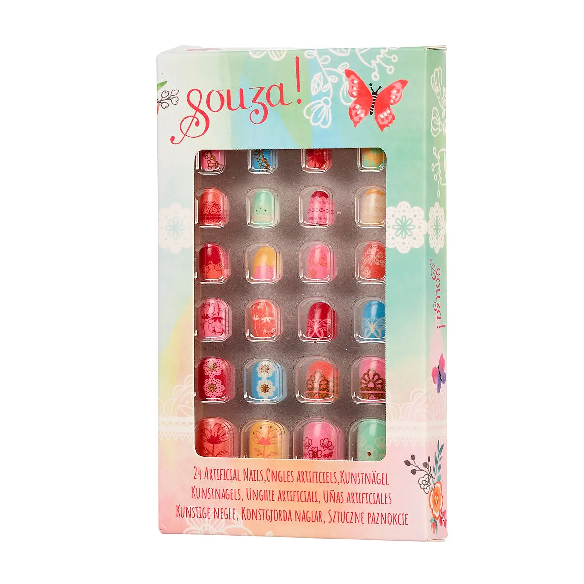 Souza unghie finte adesive bambina 24 pezzi