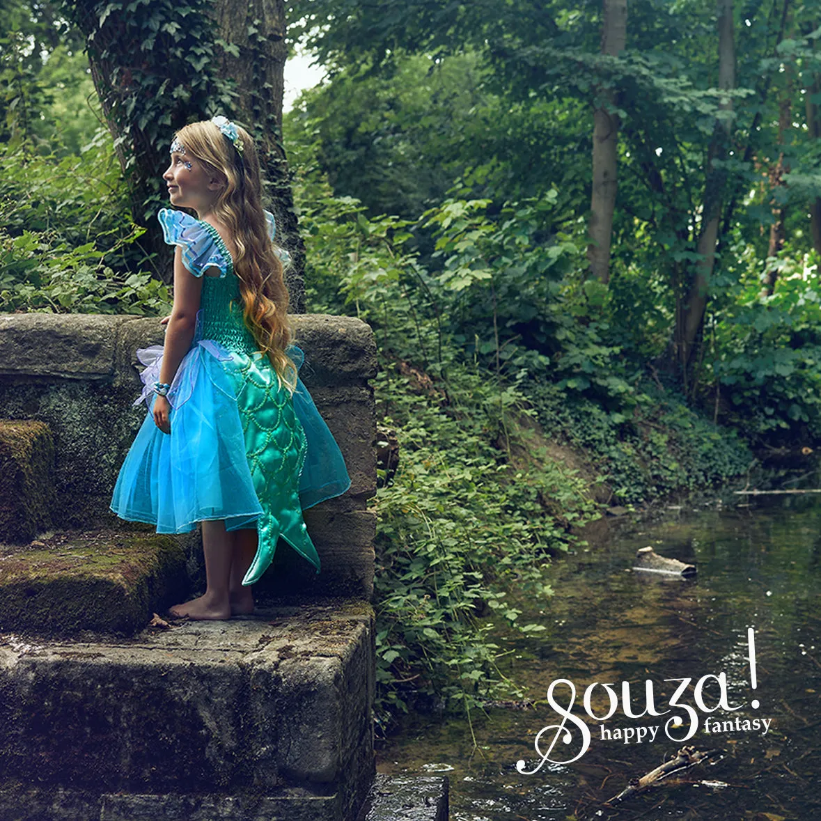 Souza Maryna costume sirena blu iridescente