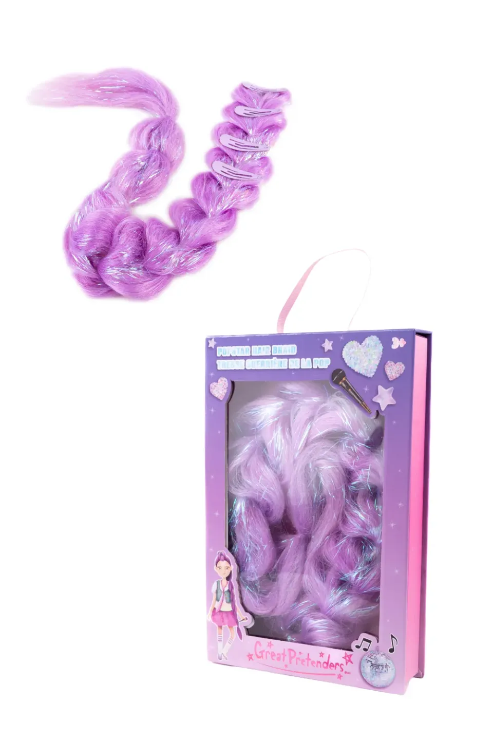 Great Pretenders Rock Star treccia capelli viola con clip