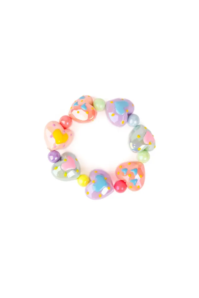 Great Pretenders Decorated Love bracciale cuori colorati plastica