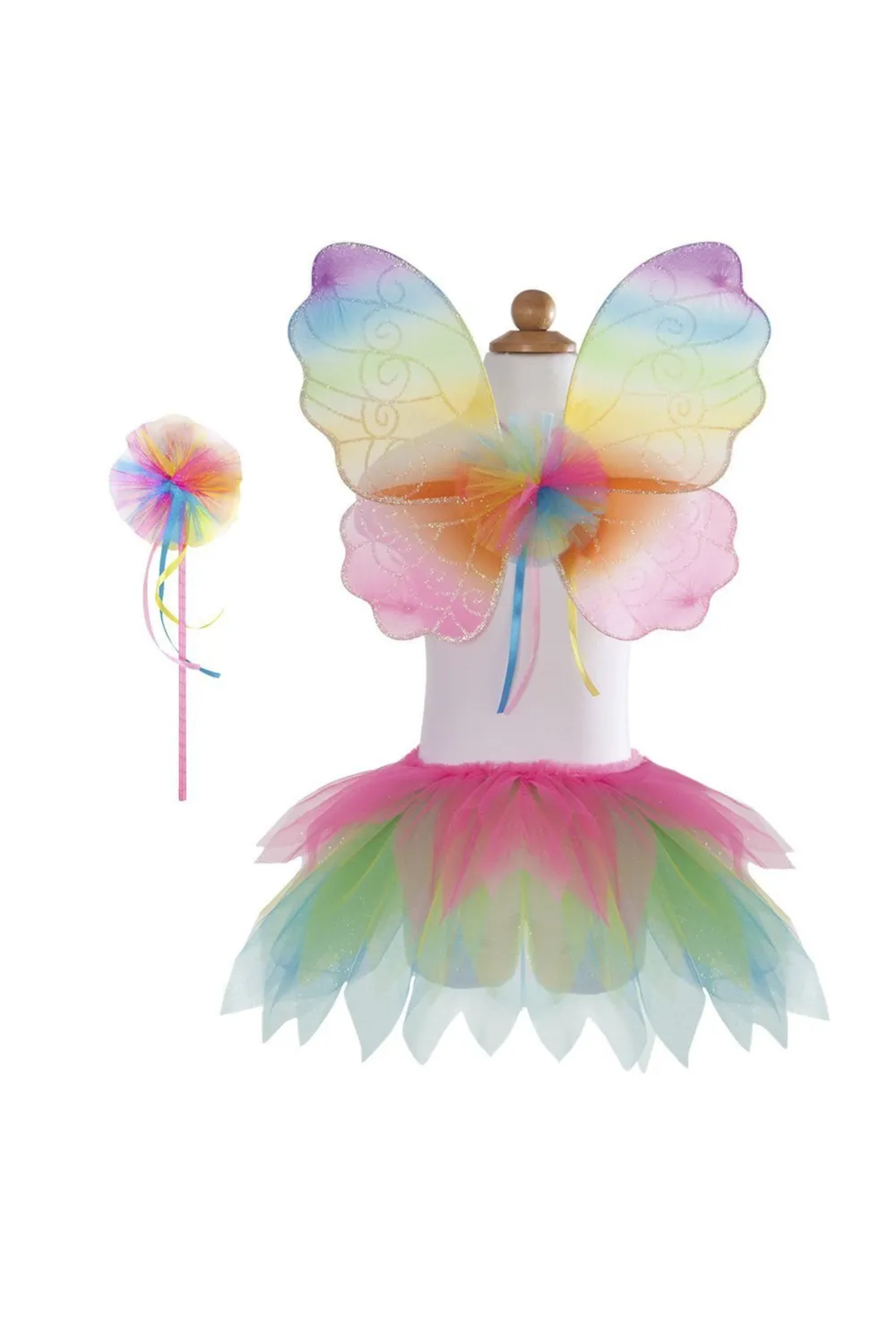 Great Pretenders Neon Rainbow gonna tutu con ali e bacchetta 5-6 anni