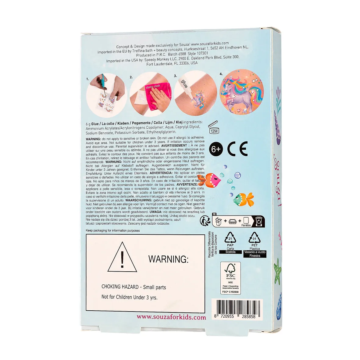 Souza! sirena tatuaggi glitter temporanei 1 pz delicati