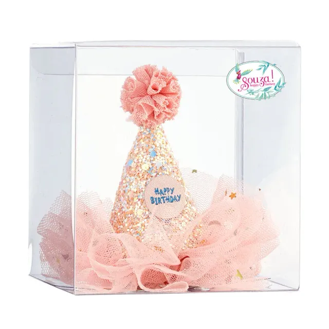 Souza cappello compleanno rosa con scatola regalo