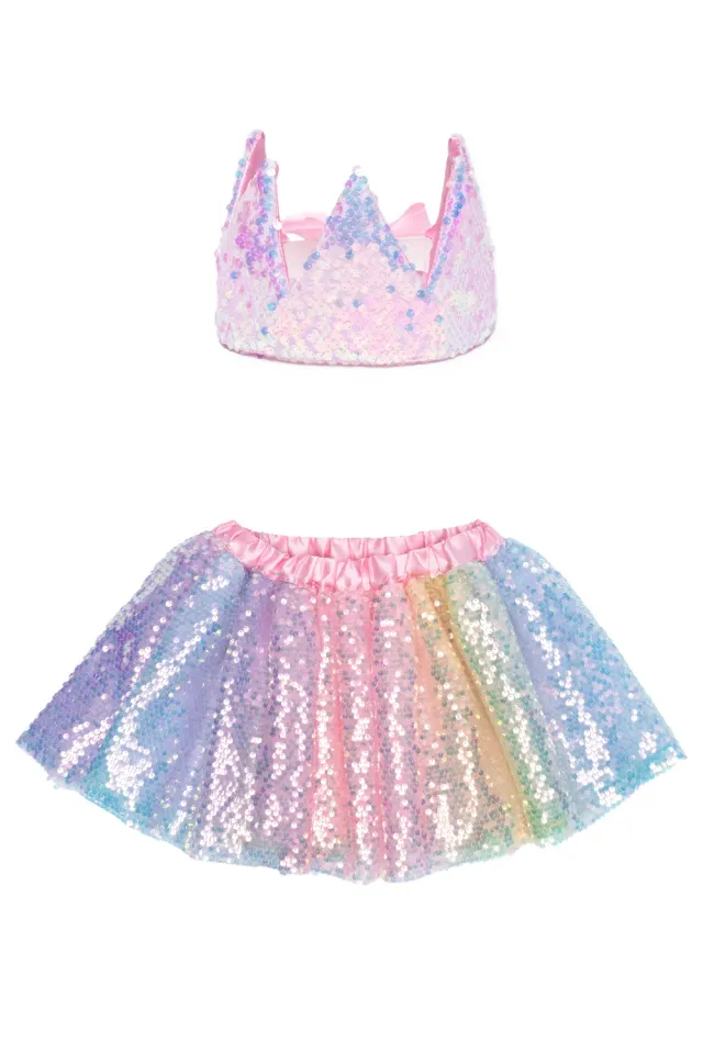 Great Pretenders Ombre Sequins set travestimento corona e gonna