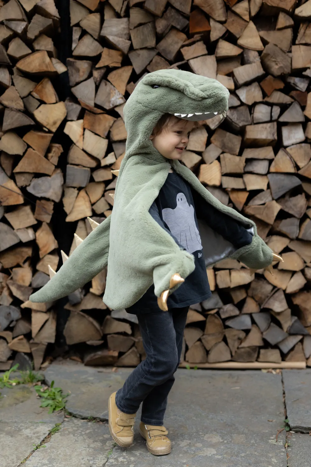 Great Pretenders Green T-Rex mantello dinosauro con cappuccio