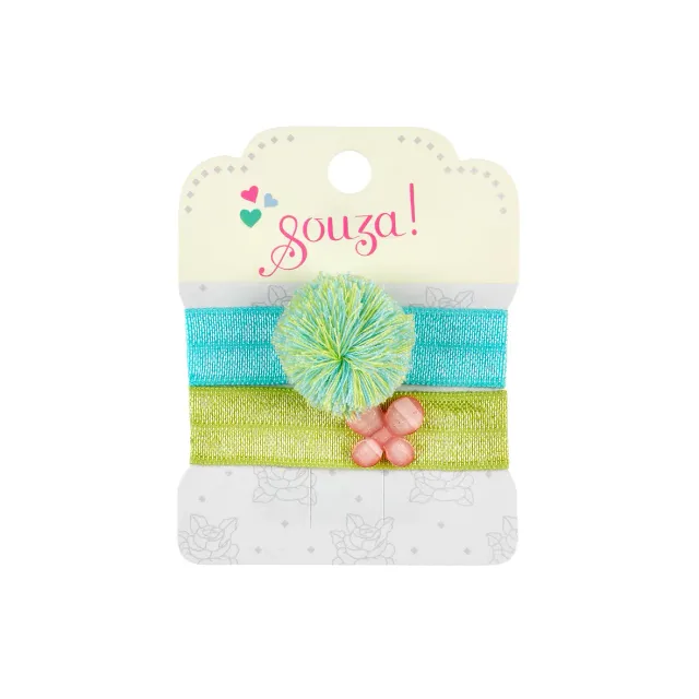Souza Joelle elastici capelli pompon blu verde