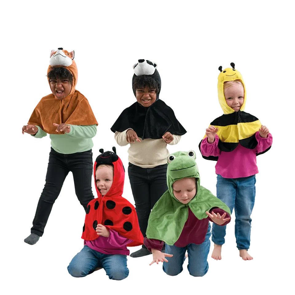 PRETEND TO BEE Woodland Animals set 5 mantelli travestimento con cappuccio