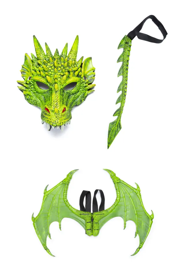 Great Pretenders Green Dragon travestimento drago con ali e coda