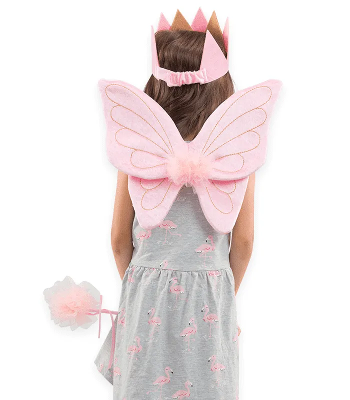 Pretend to Bee Set Fata Rosa con Ali Corona e Bacchetta
