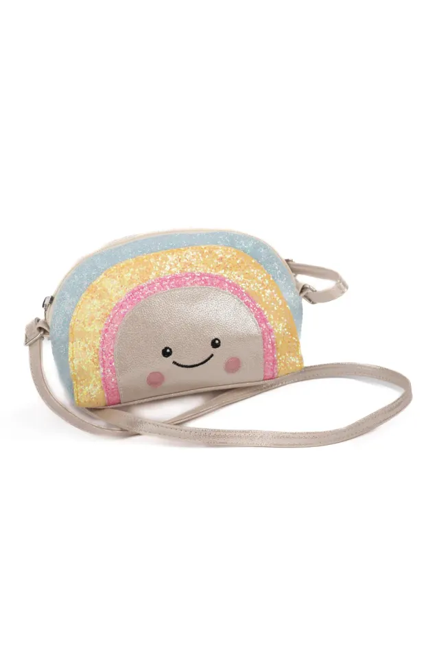 Great Pretenders Happy Rainbow borsa bambina arcobaleno glitter con zip
