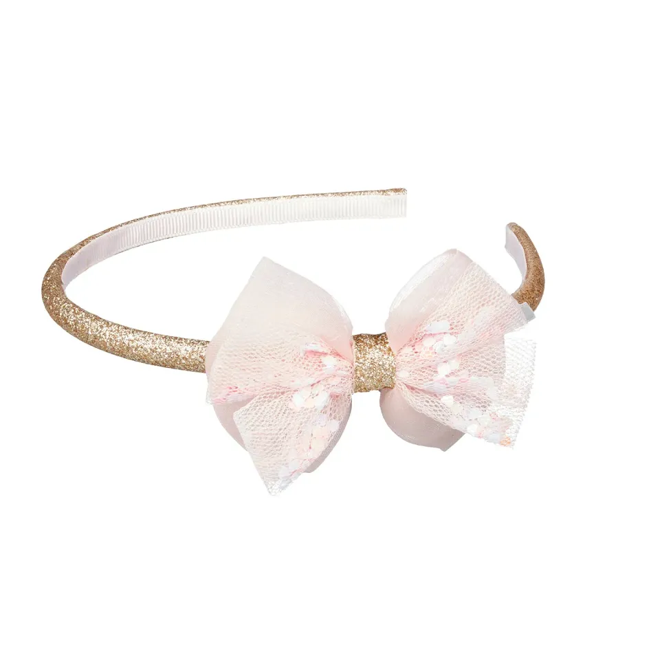 Souza! Cecile tiara oro con fiocco rosa