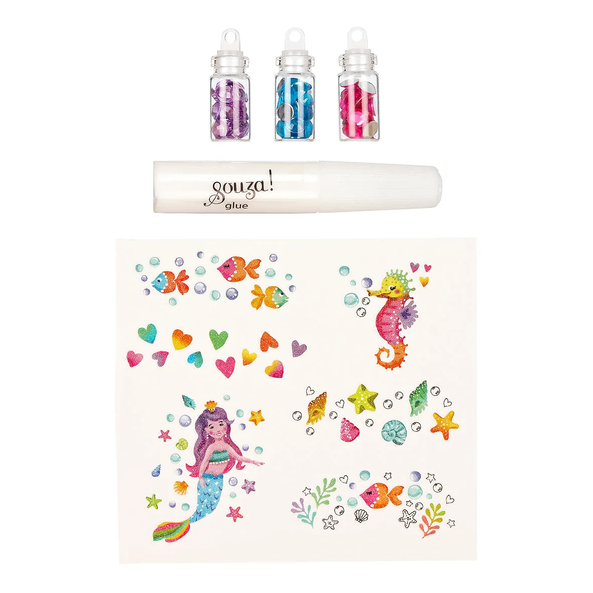 Souza! sirena tatuaggi glitter temporanei 1 pz delicati