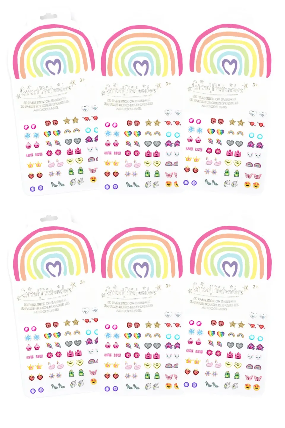 Great Pretenders Rainbow Love orecchini adesivi 6pz arcobaleno