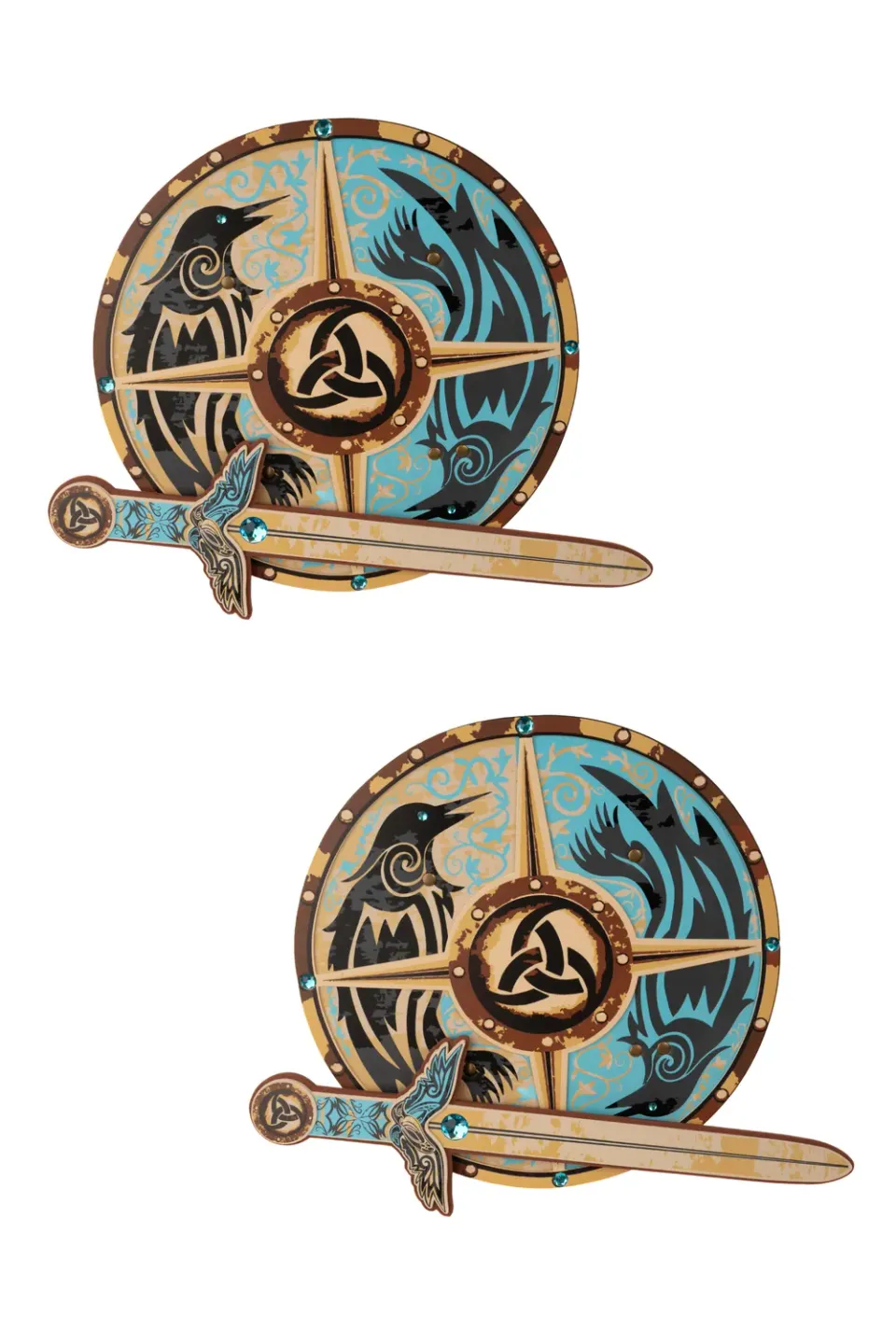 Great Pretenders Viking set spada e scudo schiuma 4 pezzi