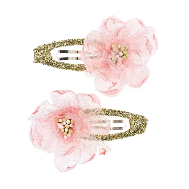 Souza! Yoa mollette capelli fiore rosa 2 pz glitter