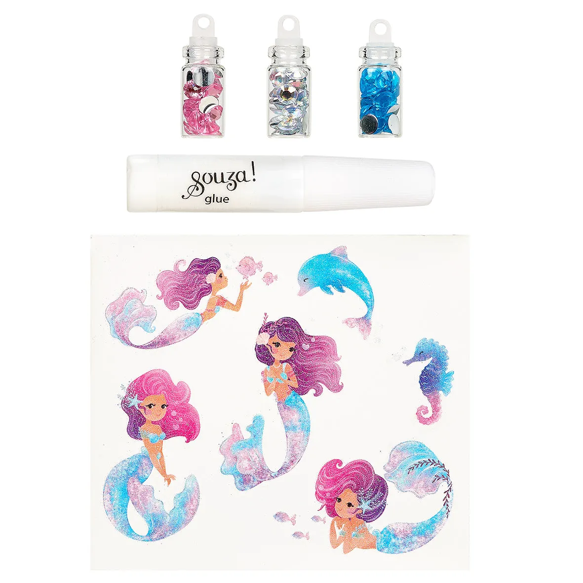 Souza! Temporary Glitter Tattoo Mermaid tatuaggio glitter 6 pezzi