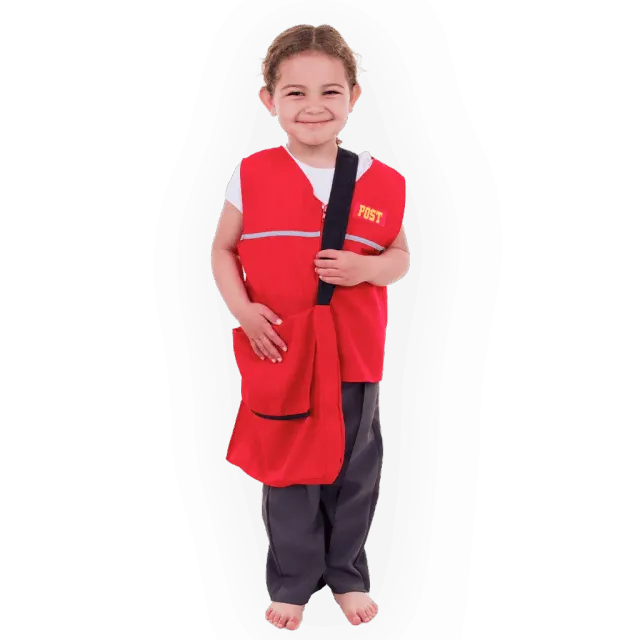 Pretend to Bee Costume Postino Rosso con Borsa e Pantaloni