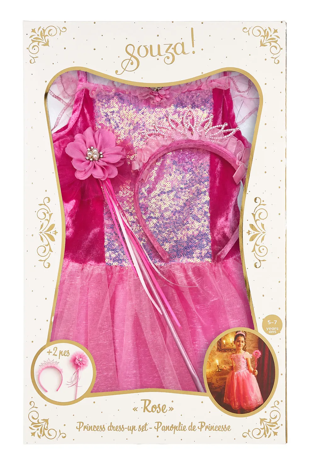 Souza Rose costume principessa rosa 5-7 anni cofanetto