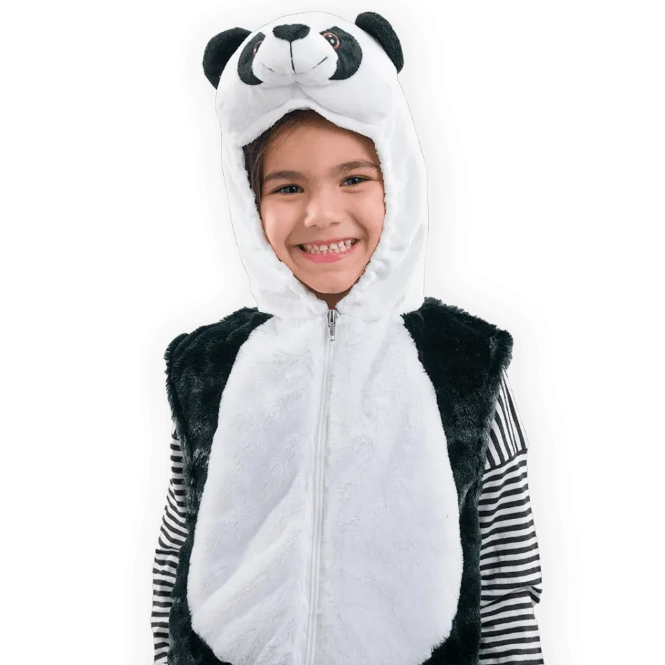 Pretend to Bee Panda costume bambino bianco e nero 3-7 anni in velluto