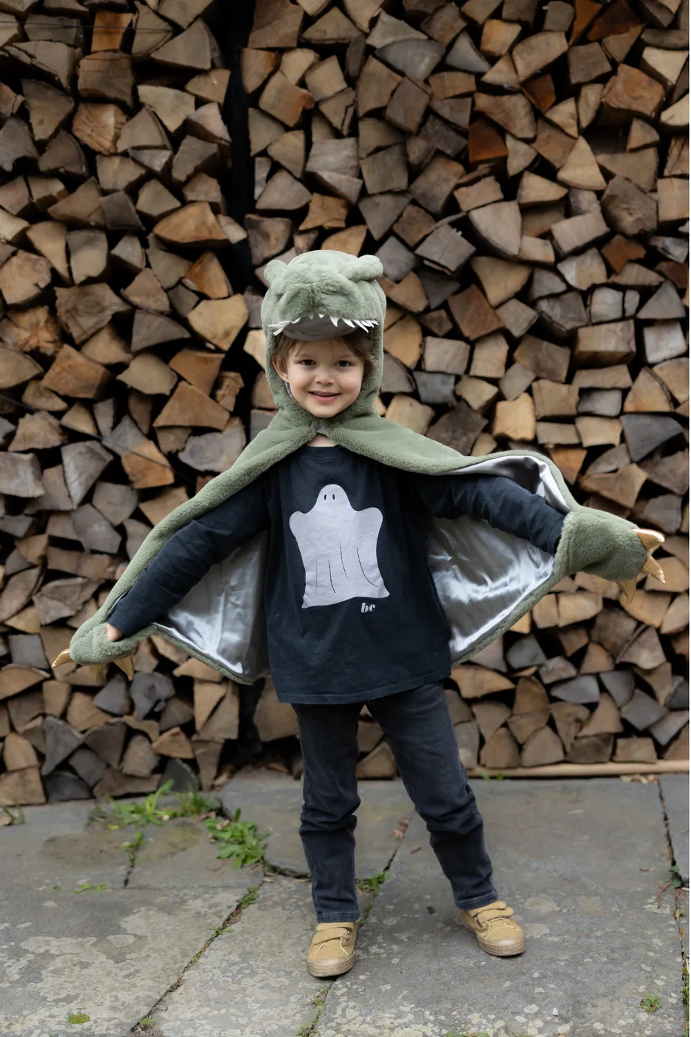 Great Pretenders Green T-Rex mantello dinosauro con cappuccio