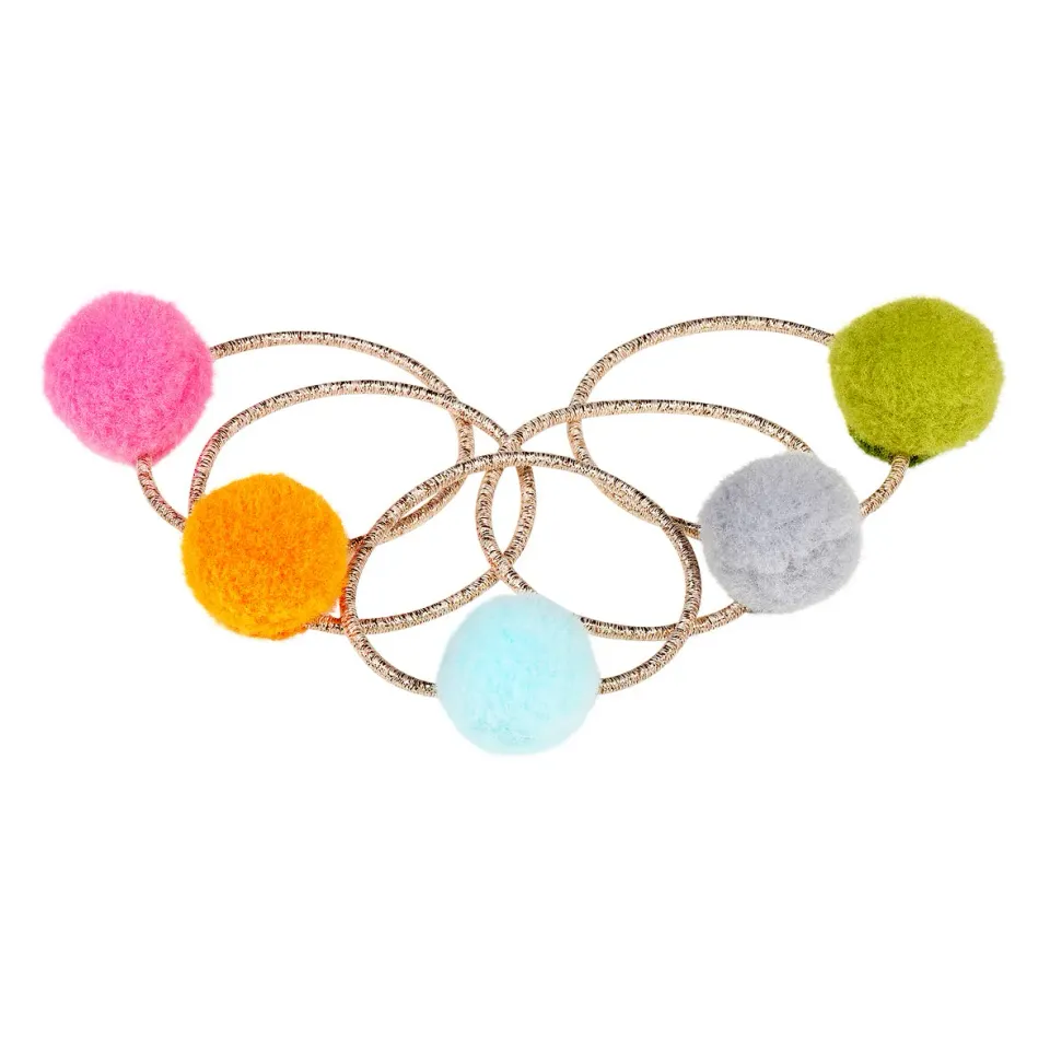 Souza Puck elastici capelli bambina pompom 5 pz