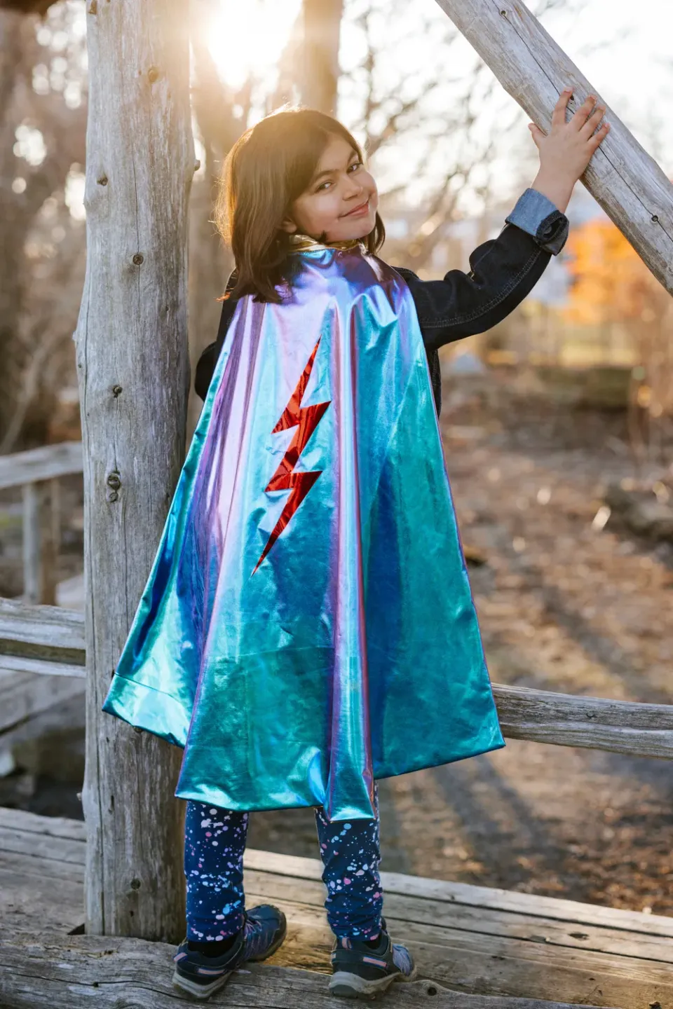 Great Pretenders Reversible Blue Lightning mantello olografico