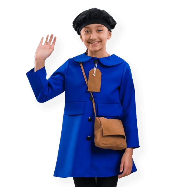 Pretend to Bee Evacuee costume sfollata bambina blu