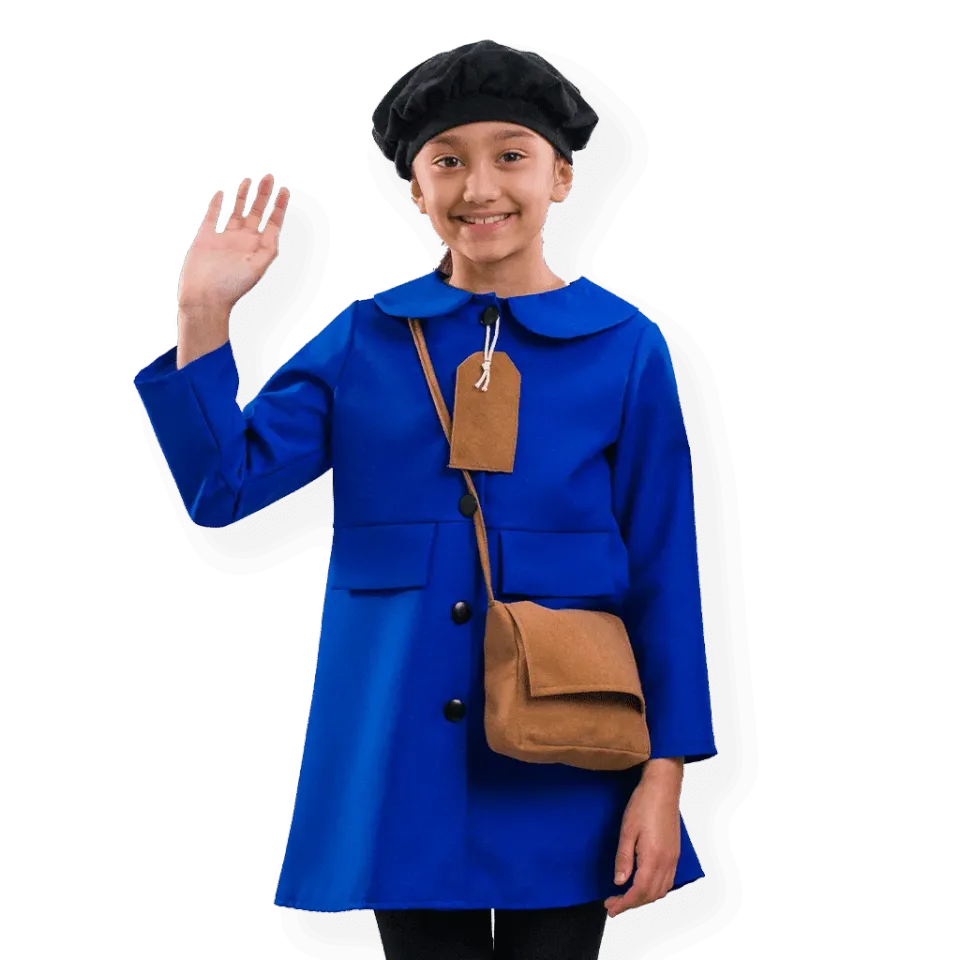Pretend to Bee Evacuee costume sfollata bambina blu