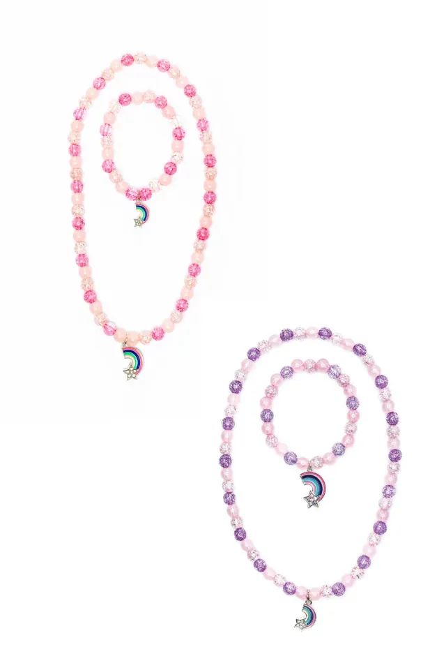Great Pretenders Purple Rainbow Necklace & Bracelet Set gioielli viola