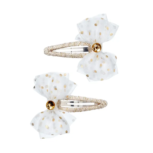 Souza! Fardou mollette fiocco bianco oro 2 pezzi
