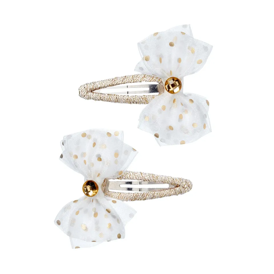 Souza! Fardou mollette fiocco bianco oro 2 pezzi