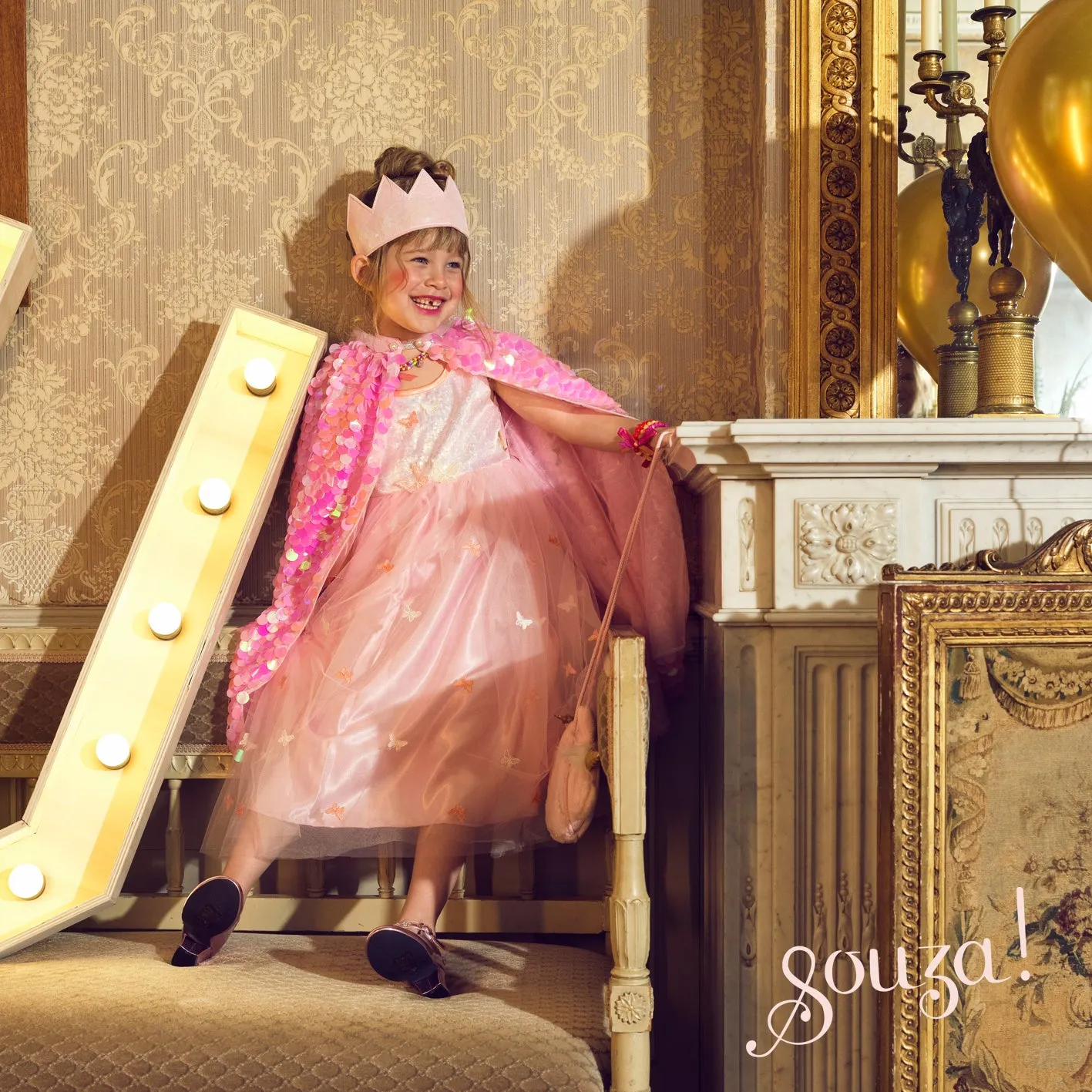 Souza! Laurence mantello travestimento bambina rosa glitter