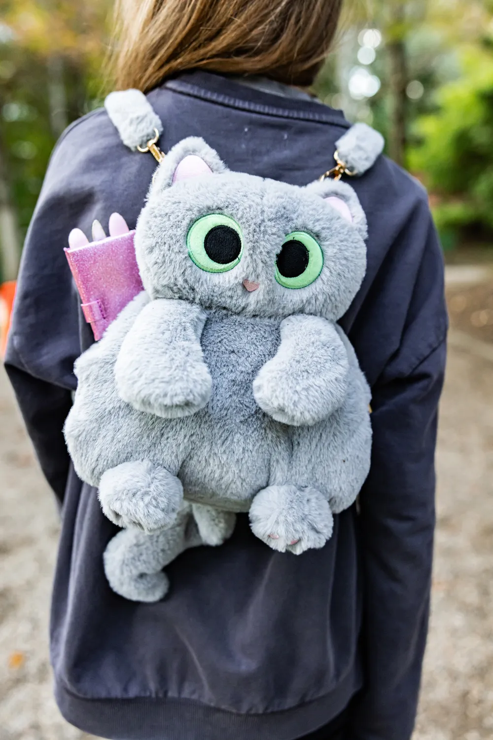 Great Pretenders Cutie Kitty zaino gatto peluche grigio