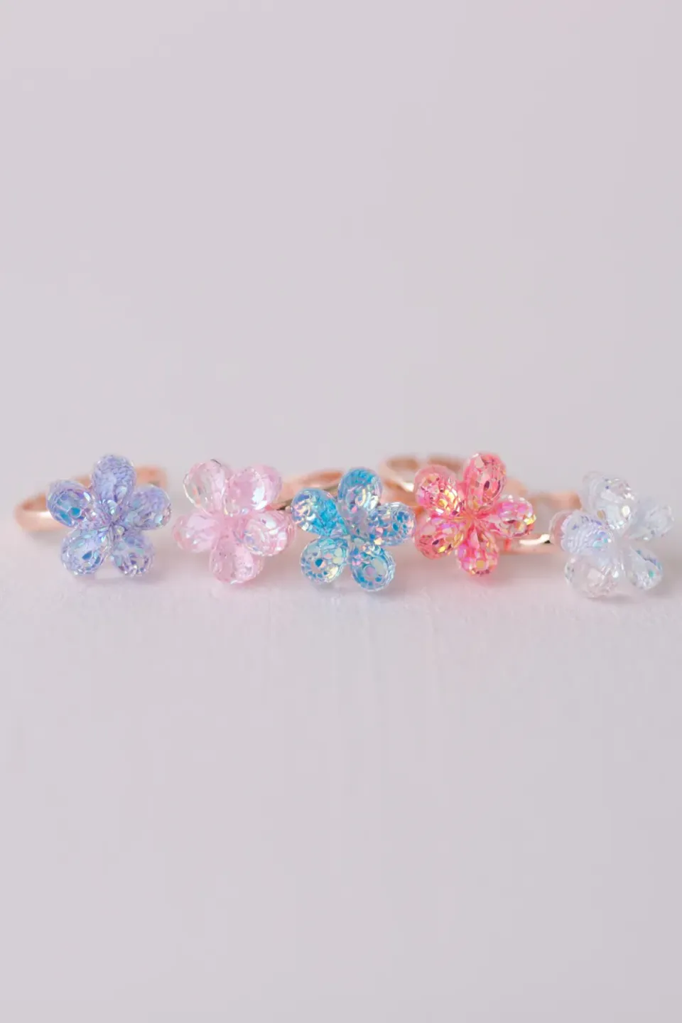 Great Pretenders Boutique Shimmer Flower Rings anelli 5 pezzi rosa