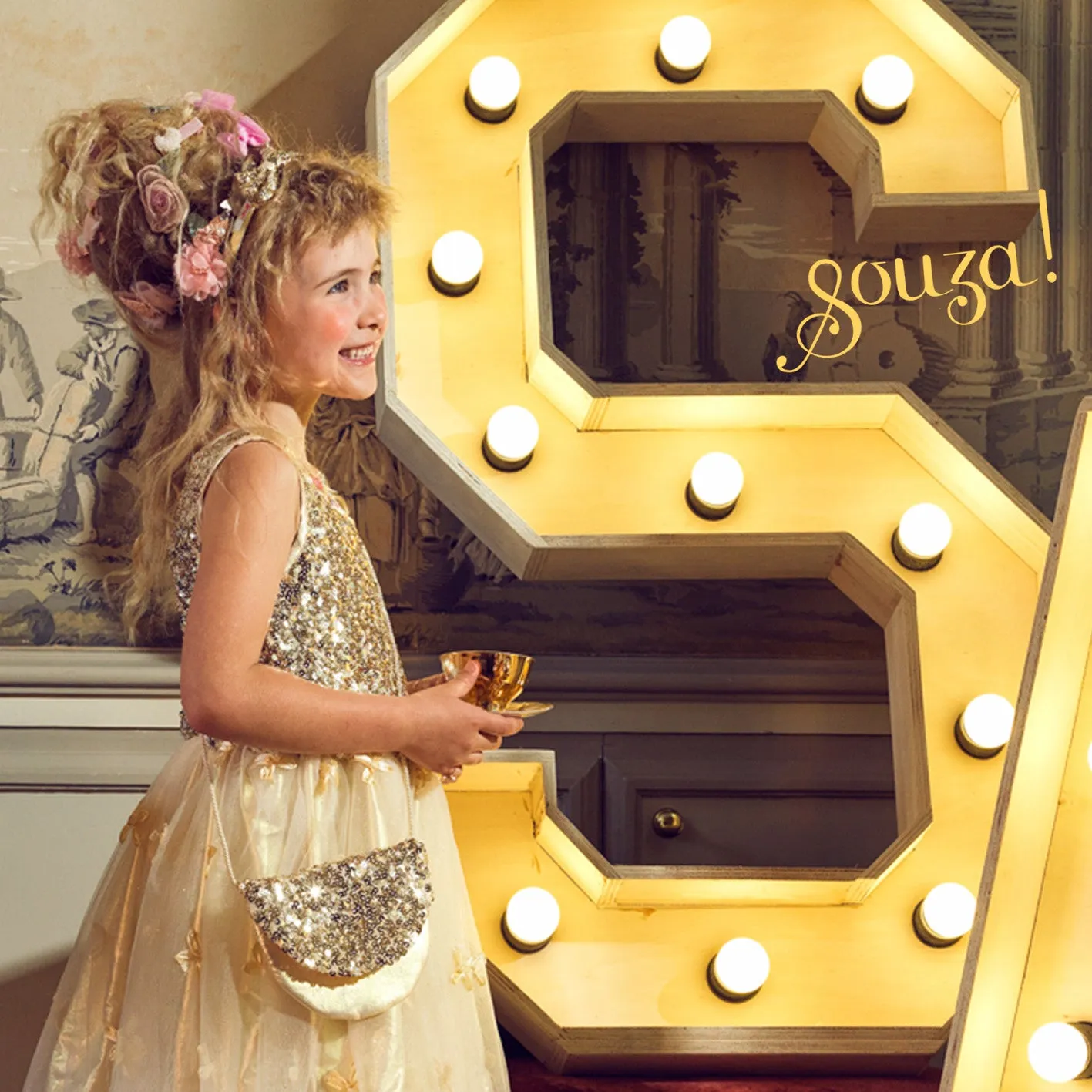 Souza! Angelique borsa bambina oro elegante da festa
