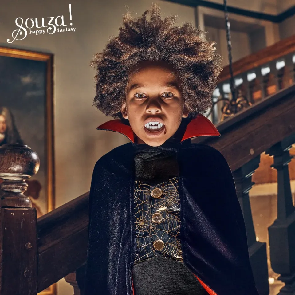 Souza! Dracula costume vampiro nero 4-8 anni mantello+denti