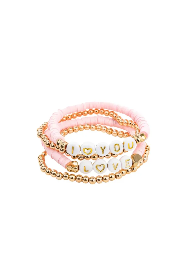 Great Pretenders Pink Love bracciali 4 pezzi rosa oro