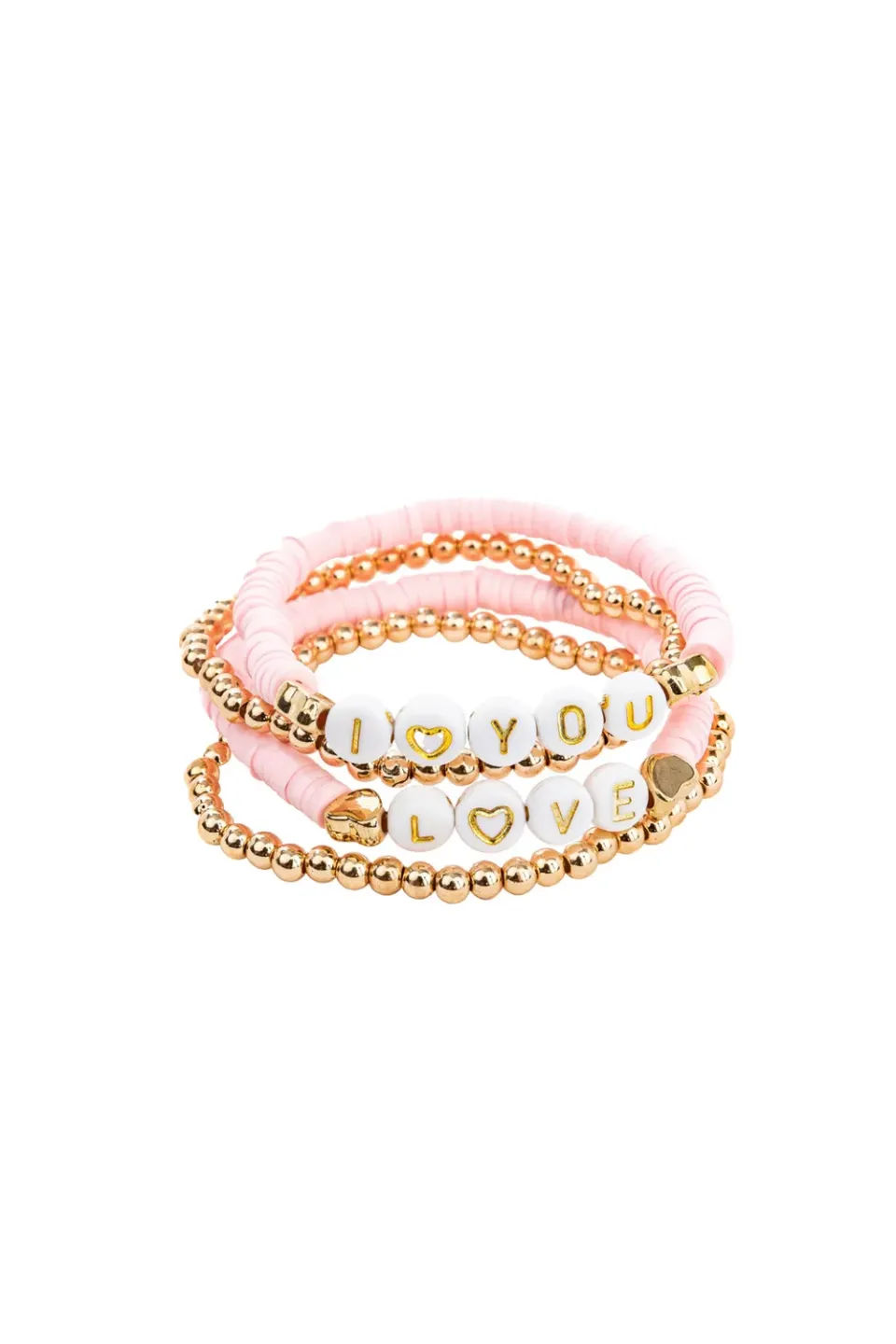 Great Pretenders Pink Love bracciali 4 pezzi rosa oro