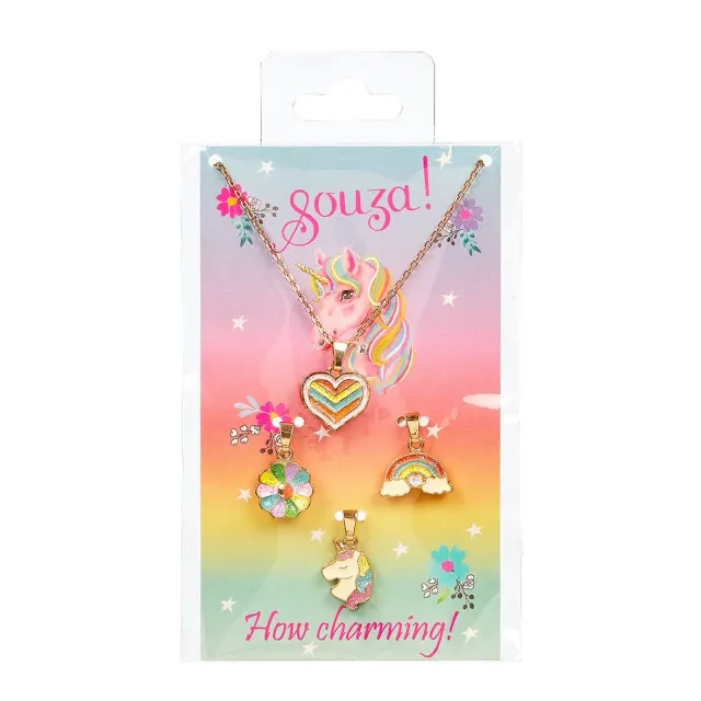 Souza Giftpack Unicorn collana con 3 charm multicolore