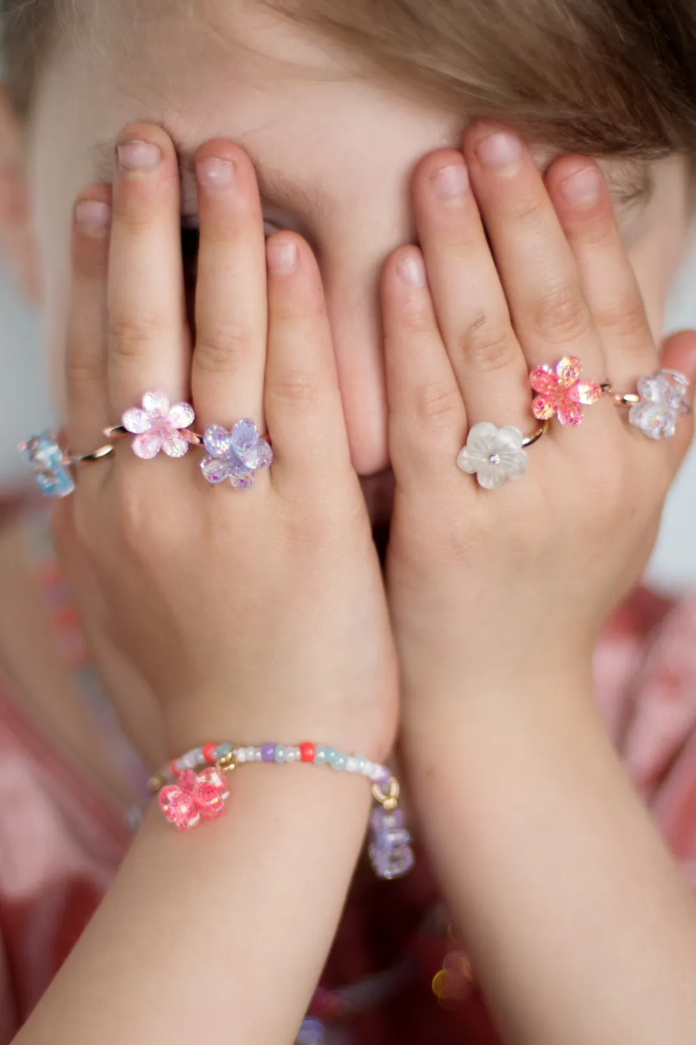Great Pretenders Boutique Shimmer Flower Rings anelli 5 pezzi rosa