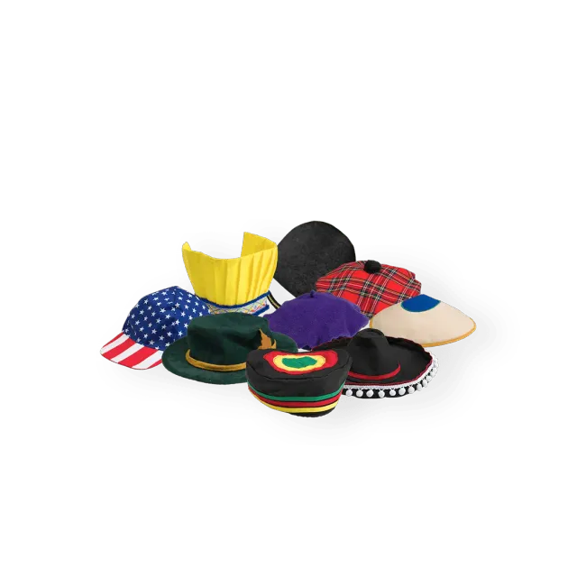 PRETEND TO BEE Around The World Hat Set 9 cappelli gioco ruolo