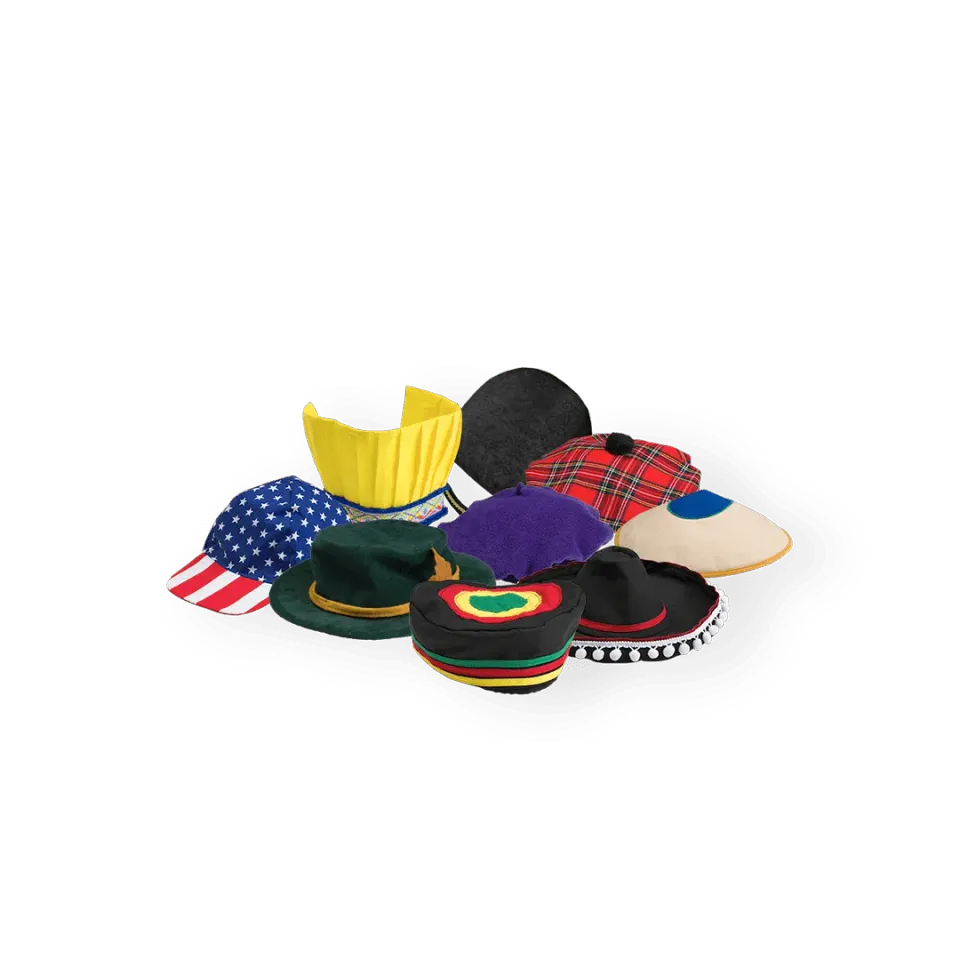 PRETEND TO BEE Around The World Hat Set 9 cappelli gioco ruolo