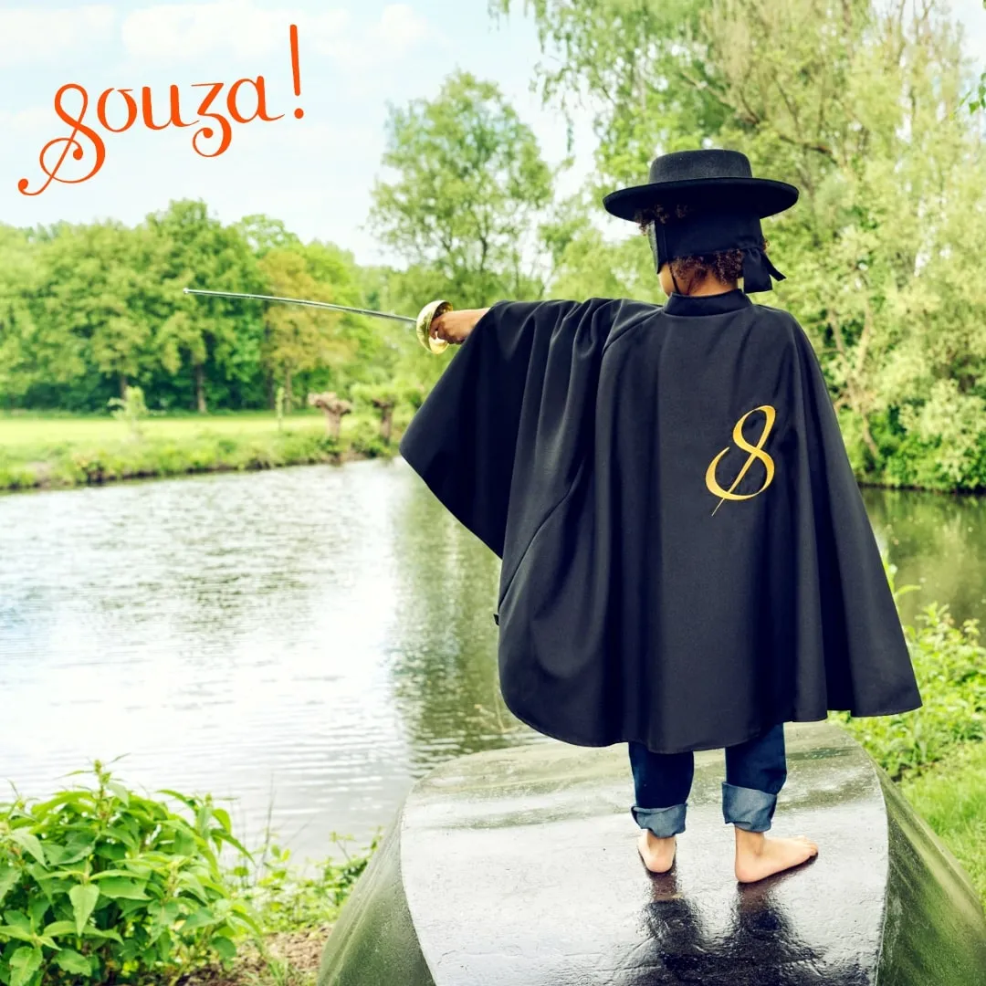 Souza! Zorro Cape + Mask costume mantello 4-8 anni nero